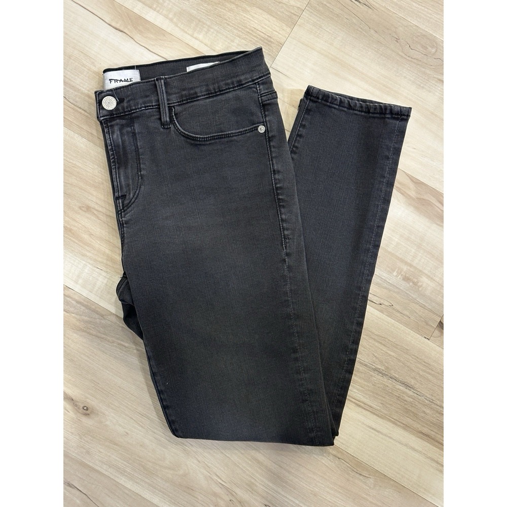 FRAME Le Garcon Boyfriend Slim Straight Leg Mid Rise Jeans Faded Black Sz 29